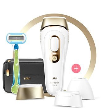 Braun Silk·expert Pro 5 PL5243, IPL Pro Ženy, Přístroj Na Dlouhodobé Odstranění Chloupků, Bílá/Zlatá