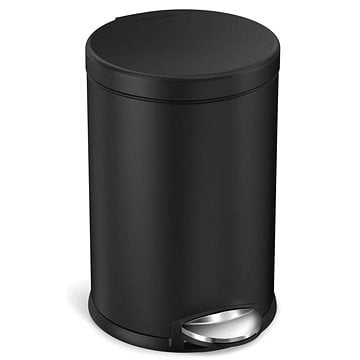 Simplehuman pedálový odpadkový koš – 4,5 l, kulatý, matná černá ocel