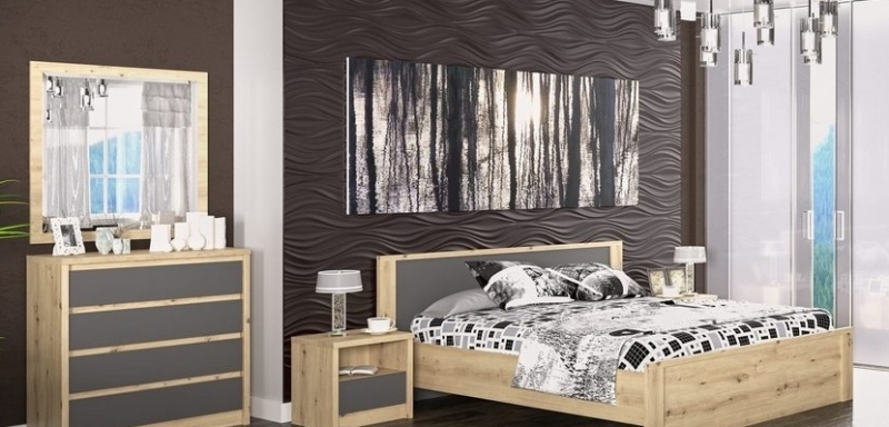 Ložnice MALAITA, dub artisan/šedá