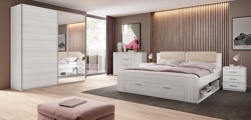 Ložnice ZANDER 1 s&nbsp;postelí 160×200 cm, abisko ash