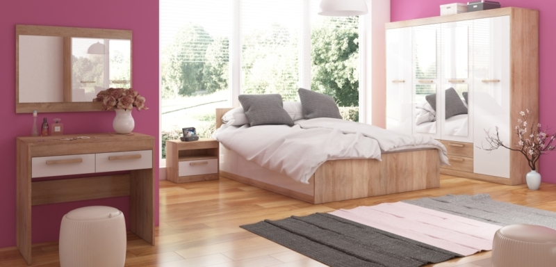 Ložnice GATTON 2, dub sonoma/bílý lesk, 5 let záruka