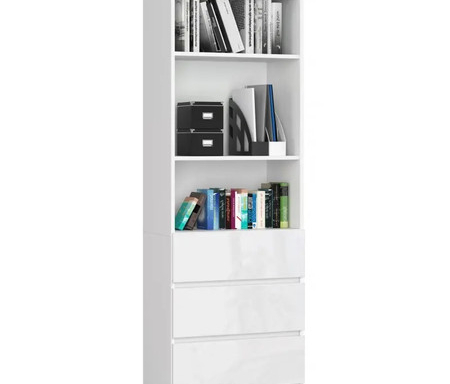 Regál R 60cm CLP 3 zásuvky 2 poličky bílý lesk