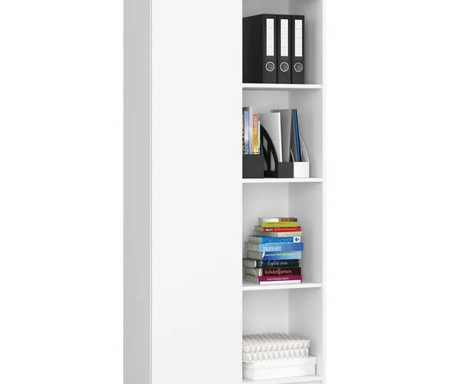 Regál R 80cm 1 dvířka 6 poliček bílá