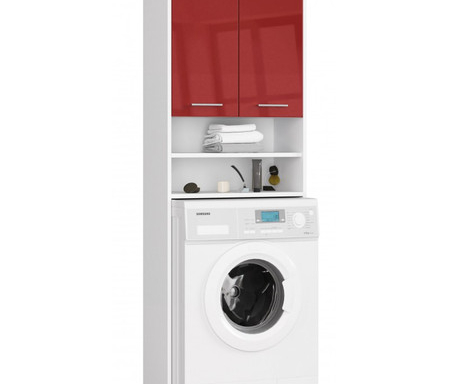 Regál nad pračku Fin bílá/červená lesk