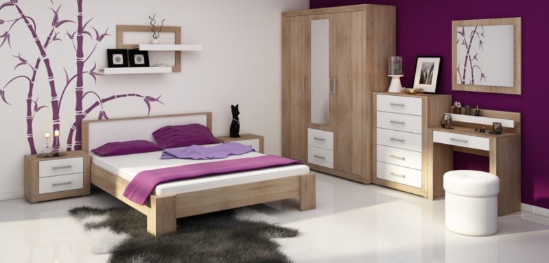 Ložnice MOLTENO, dub sonoma/bílý lesk, 5 let záruka